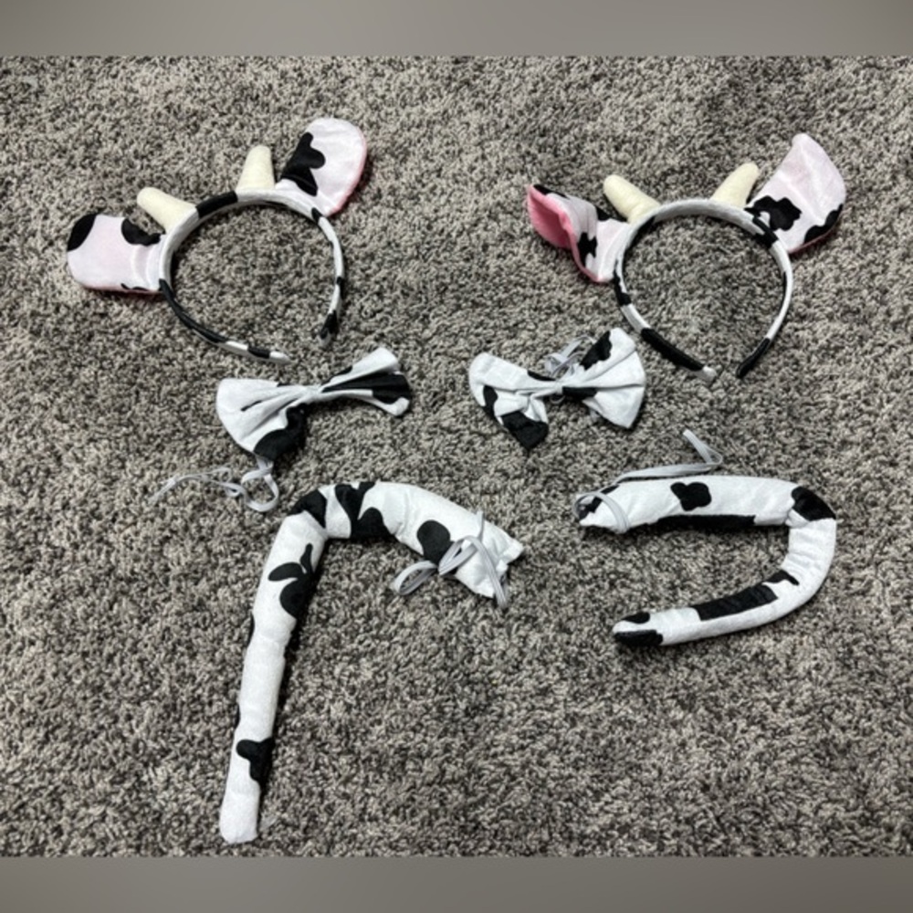 Cow Print Kids Headband and Tail Set